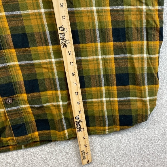 Duluth Trading Co flannel tartan plaid 3XL gold and olive button down soft gorp - Picture 10 of 11